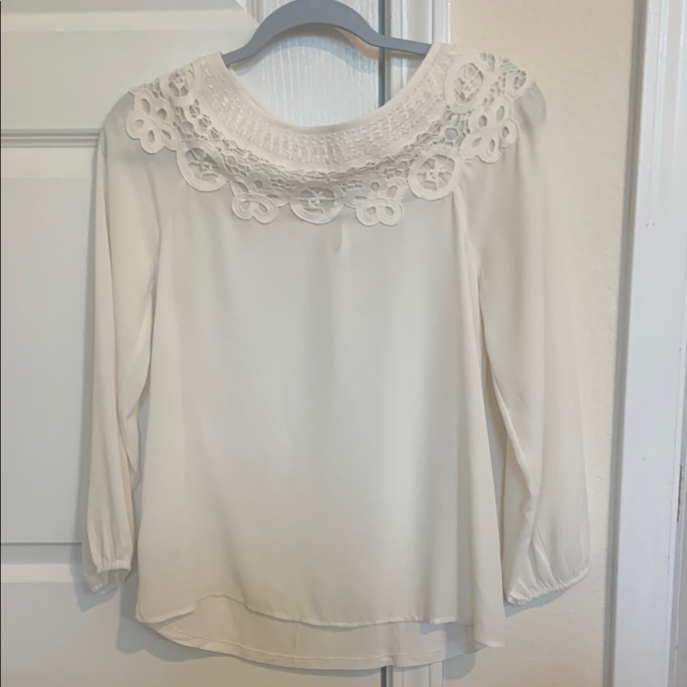 Loft XS Elegant Cream Lace Women's Top